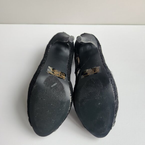 deb Size 6 Black Partial See-Through Lace Simple Pumps Stiletto Heel Peep Toe - Picture 6 of 9